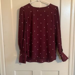 Maroon Polka Dot Top